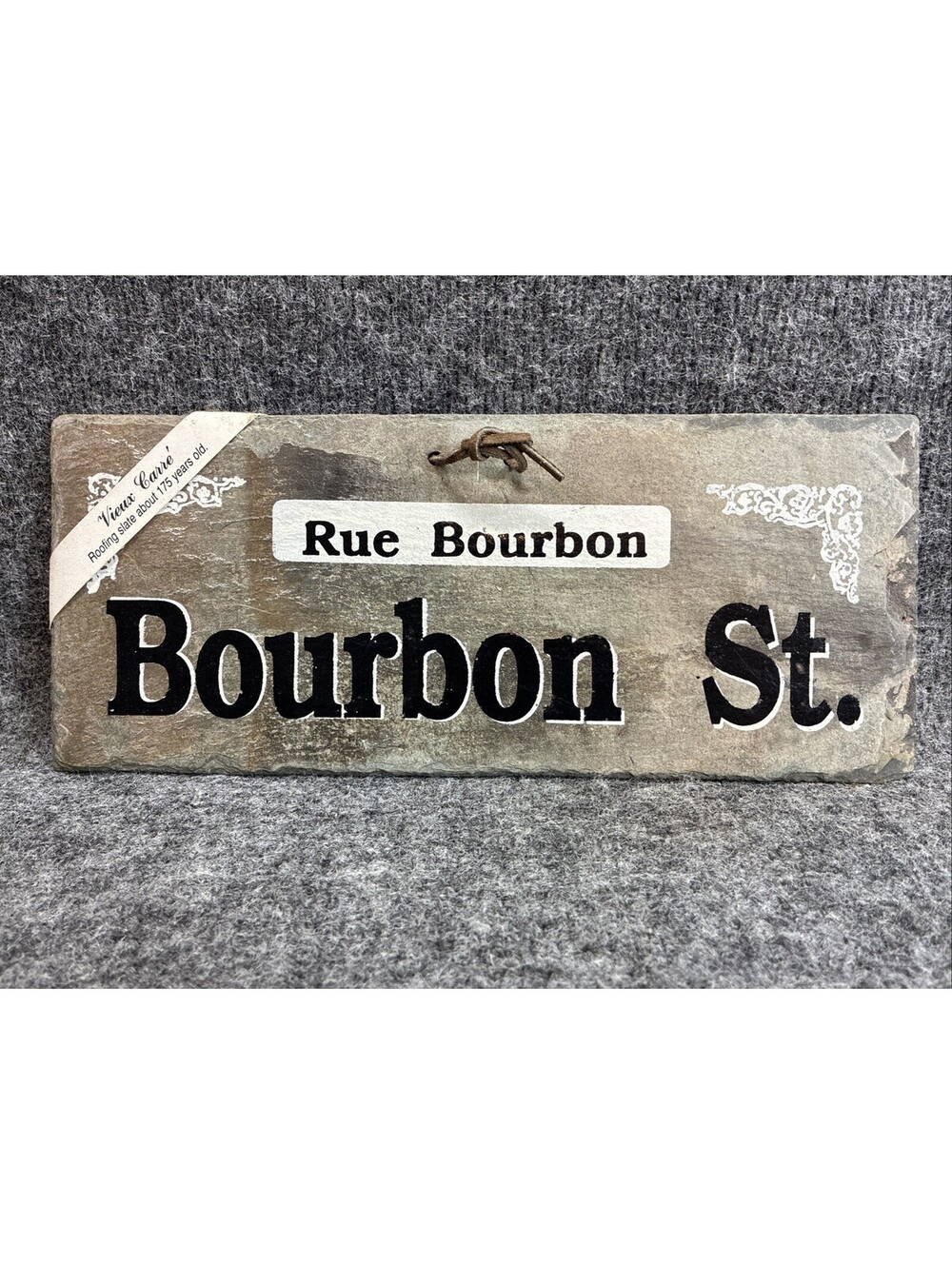 Rue Bourbon St Street Roofing Slate Wall Hanging Plaque Sign NOLA New Orleans